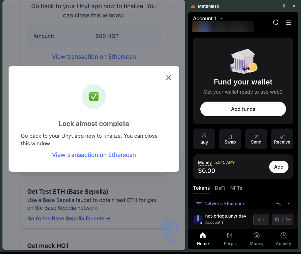 Lock almost complete. Return to the Unyt app.