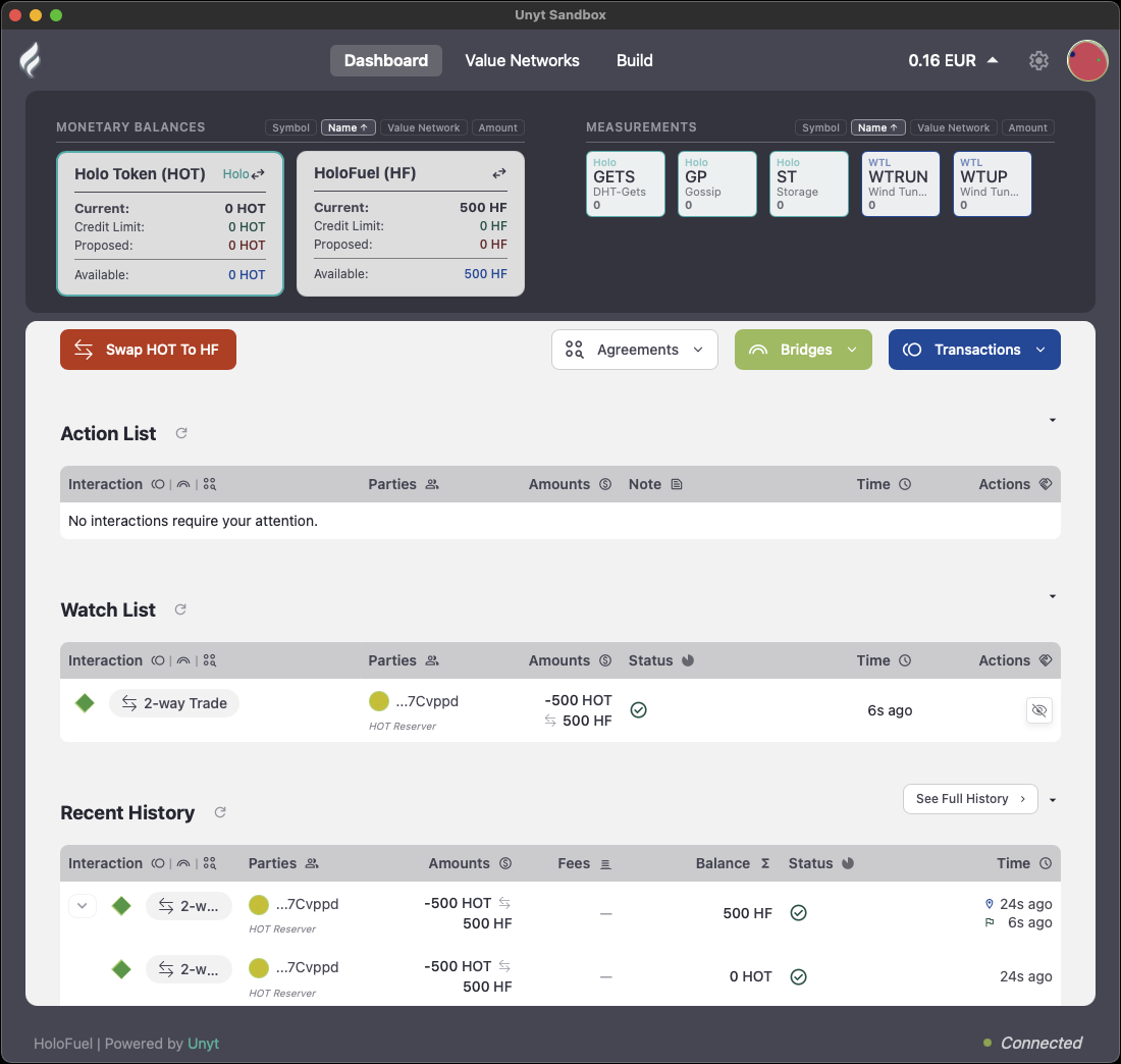 HoloFuel in your account.