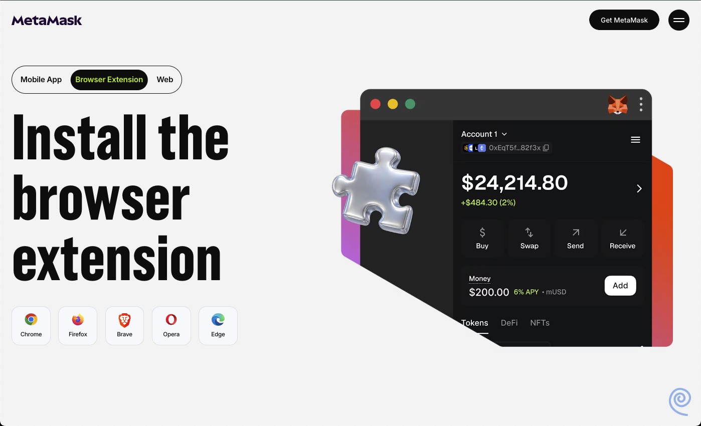Install the MetaMask browser extension.