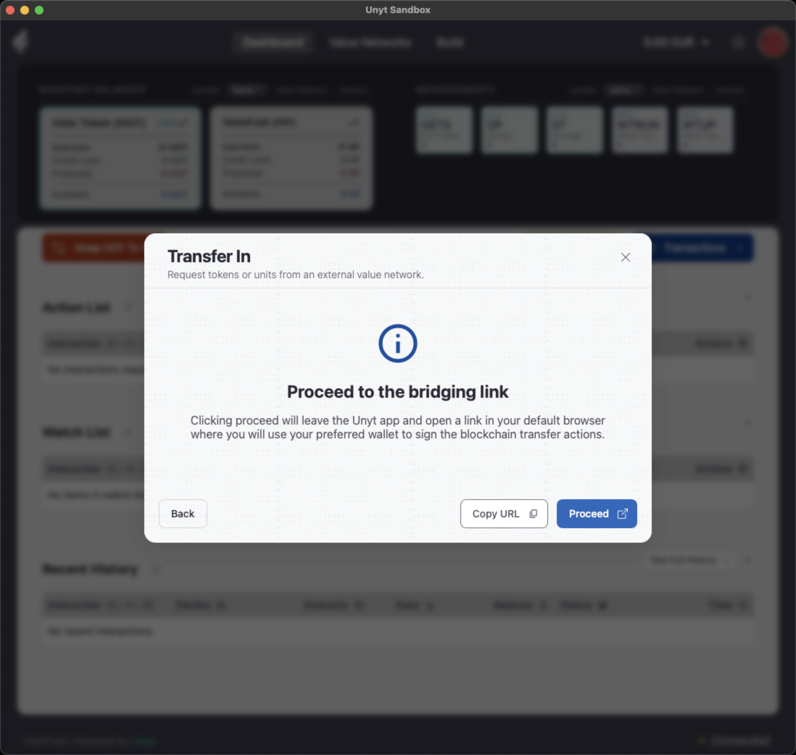 Proceed to the bridging link, or copy the URL.