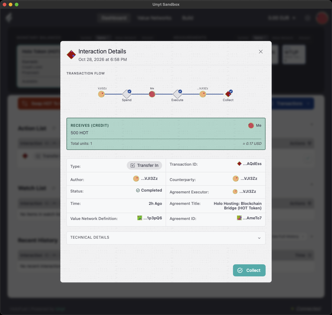 Interaction Details, with the Collect button.