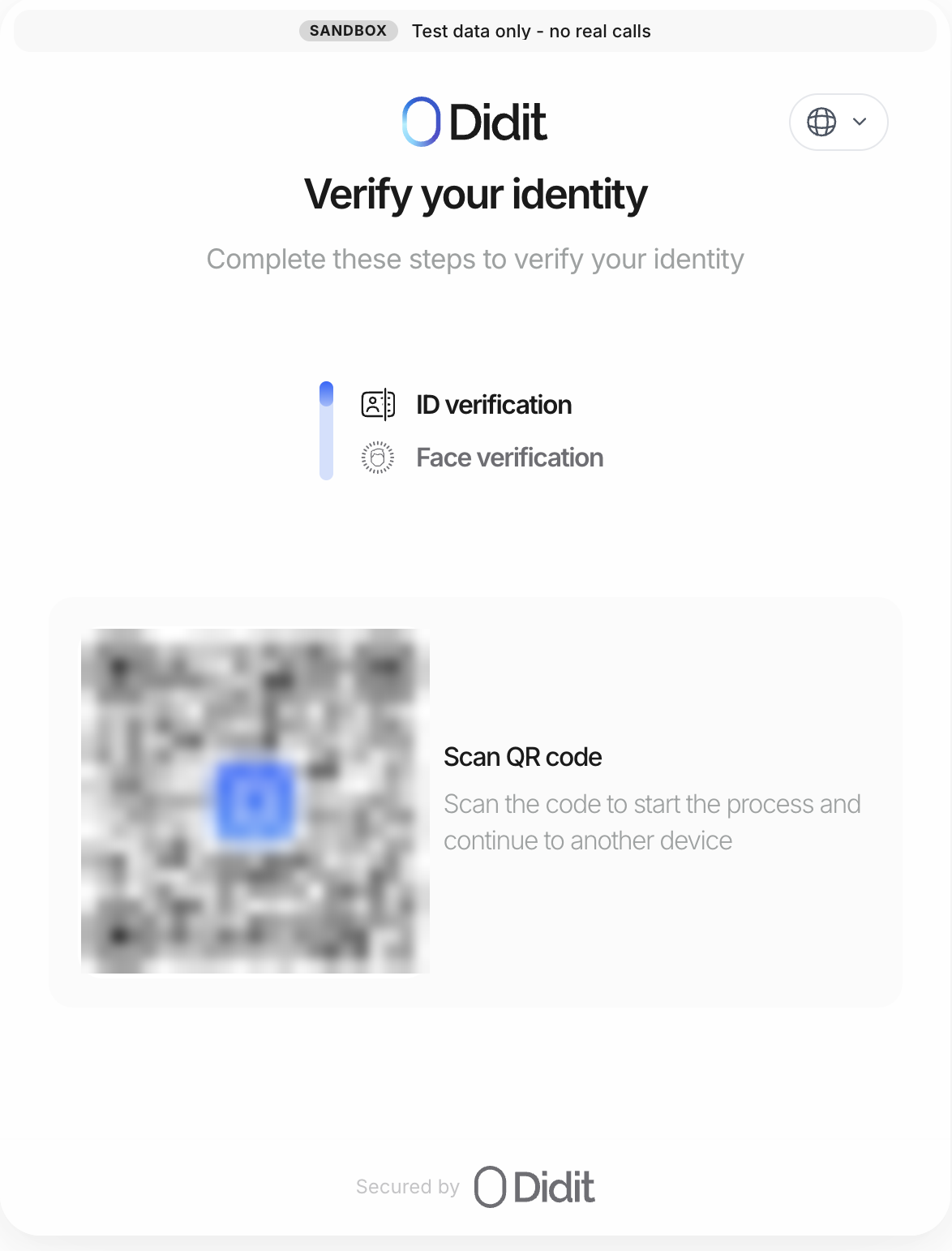 Didit guides you through ID and face verification.